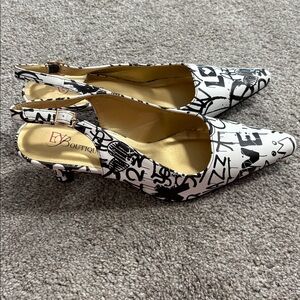 Y2K EY Boutique Black and White Slingback Heels
